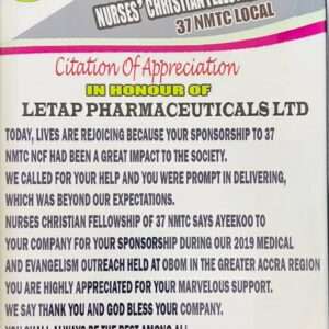 Letap Pharmacy awards and recognition Letap ia a leading Pharmaceutical Manufacturing Company in Ghana